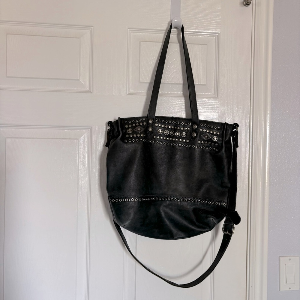 Patricia Nash crossbody shoulder satchel all leather bag blue